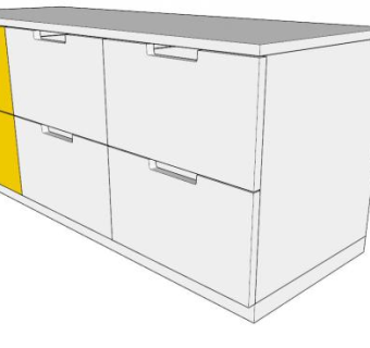 黄色6个抽屉柜子SU模型下载_sketchup草图大师SKP模型