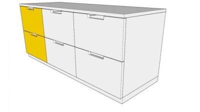 黄色6个抽屉柜子SU模型下载_sketchup草图大师SKP模型