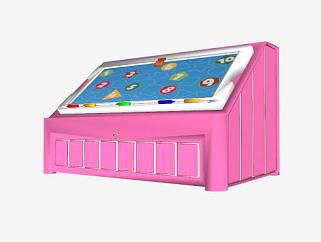 二合一玩具盒艺术粉红色盖子SU模型下载_sketchup草图...