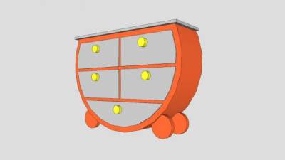 孩子桔色五斗橱SU模型下载_sketchup草图大师SKP模型