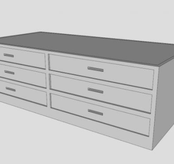 六个抽屉的现代柜子SU模型下载_sketchup草图大师SKP模型