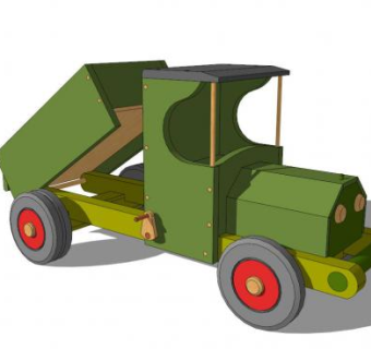 木制自动倾卸卡车玩具SU模型下载_sketchup草图大师SKP模型