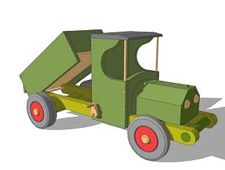 木制自动倾卸卡车玩具SU模型下载_sketchup草图大师SKP模型