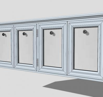浅蓝色五斗橱SU模型下载_sketchup草图大师SKP模型