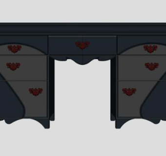 墨绿色五斗橱SU模型下载_sketchup草图大师SKP模型