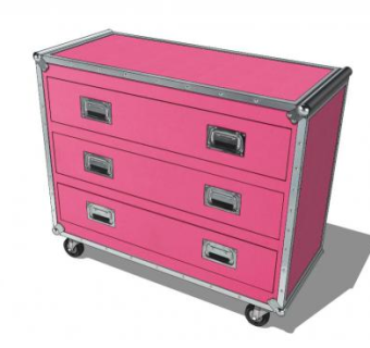 粉红色小孩的抽屉柜SU模型下载_sketchup草图大师SKP模型