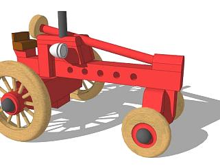 老式玩具花园拖拉机SU模型下载_sketchup草图大师SKP模型