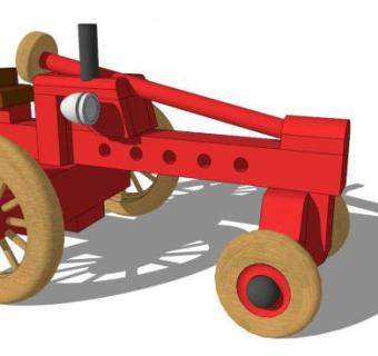 老式玩具花园拖拉机SU模型下载_sketchup草图大师SKP模型