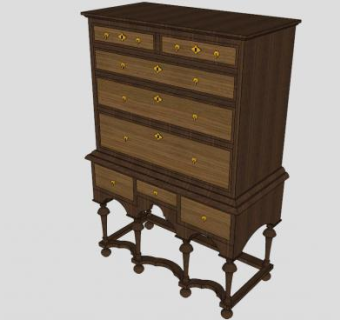 一个展台上的抽屉柜SU模型下载_sketchup草图大师SKP模型