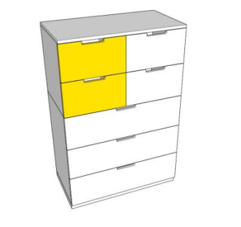 黄色7个抽屉斗柜SU模型下载_sketchup草图大师SKP模型