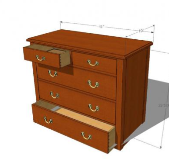 5个抽屉柜子SU模型下载_sketchup草图大师SKP模型