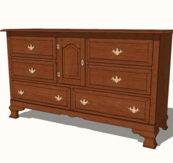 殖民风格的6抽屉梳妆台SU模型下载_sketchup草图大师SKP模型
