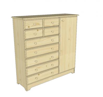 多个抽屉的柜子SU模型下载_sketchup草图大师SKP模型