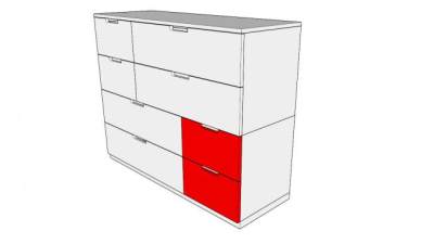 红色抽屉柜SU模型下载_sketchup草图大师SKP模型