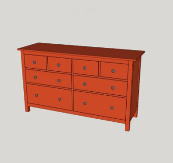 红褐色8个抽屉柜SU模型下载_sketchup草图大师SKP模型