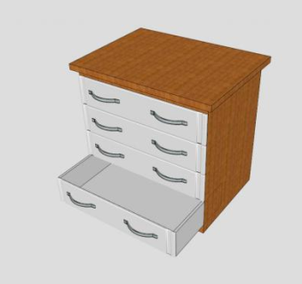 灰色4个抽屉五斗橱SU模型下载_sketchup草图大师SKP模型