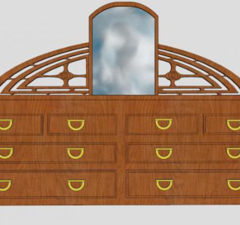 木制高档梳妆台SU模型下载_sketchup草图大师SKP模型