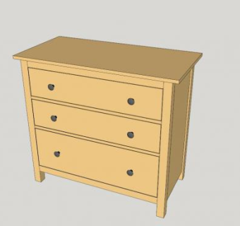 3个抽屉黄色柜子SU模型下载_sketchup草图大师SKP模型