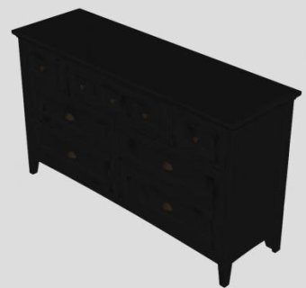 黑色复古梳妆台SU模型下载_sketchup草图大师SKP模型