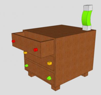 小型棕色五斗柜SU模型下载_sketchup草图大师SKP模型