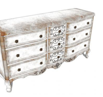 高档现代五斗橱SU模型下载_sketchup草图大师SKP模型