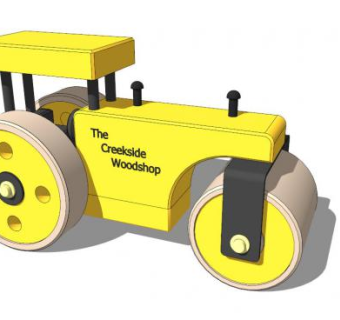 玩具黄色蒸汽压路机SU模型下载_sketchup草图大师SKP模型