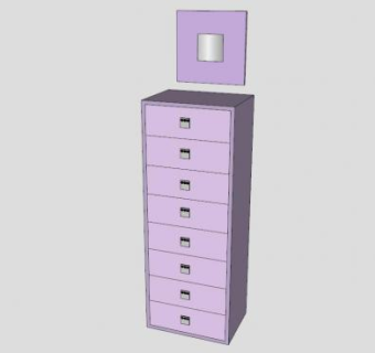 紫色的五斗橱SU模型下载_sketchup草图大师SKP模型