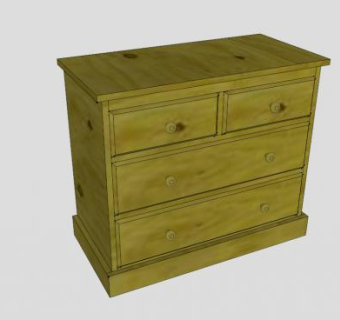 草绿色抽屉柜SU模型下载_sketchup草图大师SKP模型