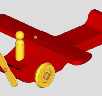 木头玩具飞机SU模型下载_sketchup草图大师SKP模型