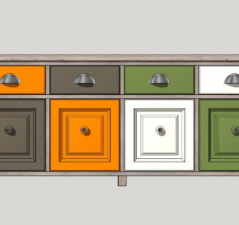 彩色五斗橱SU模型下载_sketchup草图大师SKP模型