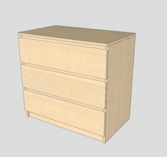 桦木黄色抽屉柜SU模型下载_sketchup草图大师SKP模型