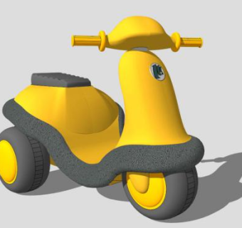 黄色玩具摩托车SU模型下载_sketchup草图大师SKP模型
