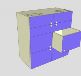 紫色五斗橱SU模型下载_sketchup草图大师SKP模型