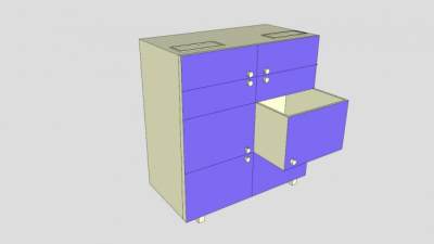 紫色五斗橱SU模型下载_sketchup草图大师SKP模型