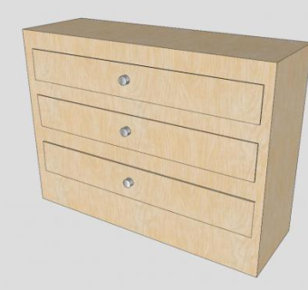 松木抽屉斗柜SU模型下载_sketchup草图大师SKP模型