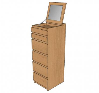 橡木梳妆台6个抽屉SU模型下载_sketchup草图大师SKP模型