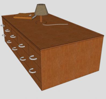 棕色现代抽屉柜SU模型下载_sketchup草图大师SKP模型