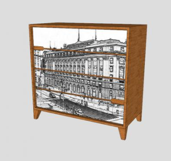 特色五斗橱SU模型下载_sketchup草图大师SKP模型