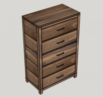 复古5个抽屉柜子SU模型下载_sketchup草图大师SKP模型