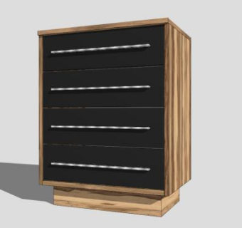 黑色五斗橱SU模型下载_sketchup草图大师SKP模型