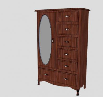 直立的抽屉柜SU模型下载_sketchup草图大师SKP模型