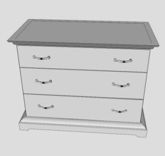 白色现代3个抽屉柜SU模型下载_sketchup草图大师SKP模型