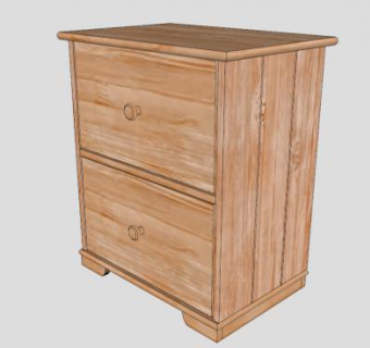 浅棕色2个抽屉斗柜SU模型下载_sketchup草图大师SKP模型