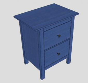 蓝色小型斗柜SU模型下载_sketchup草图大师SKP模型