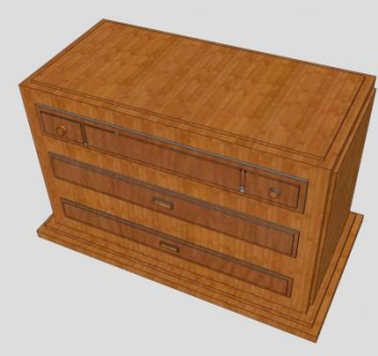 棕色三个抽屉的柜子SU模型下载_sketchup草图大师SKP模型