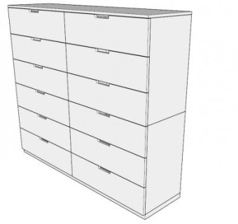 白色12个抽屉斗柜SU模型下载_sketchup草图大师SKP模型