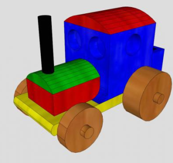 玩具木车火车SU模型下载_sketchup草图大师SKP模型