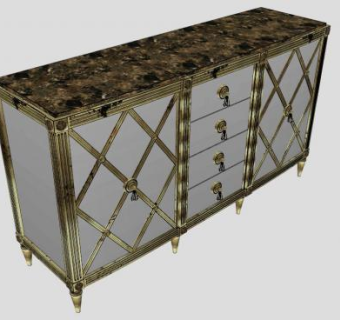 金属五斗橱SU模型下载_sketchup草图大师SKP模型