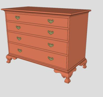 橘色传统的抽屉柜SU模型下载_sketchup草图大师SKP模型