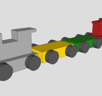 木制火车玩具SU模型下载_sketchup草图大师SKP模型